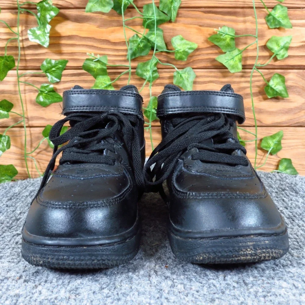 Nike Air Force 1 Mid Toddler Boys Girls Sneaker Size 10C Lifestyle Triple Black‎